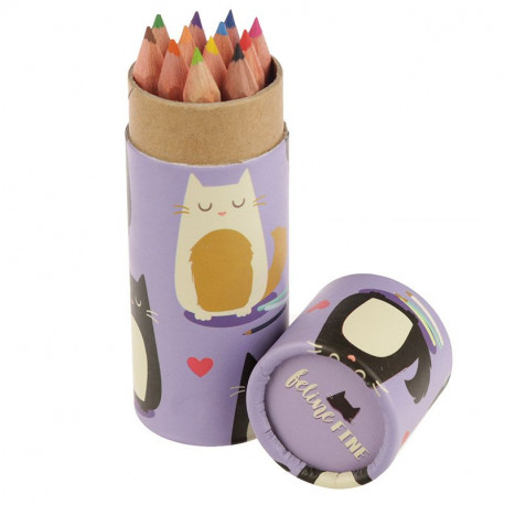 Tubo con Lápices de Colores - Gato Feline Fine