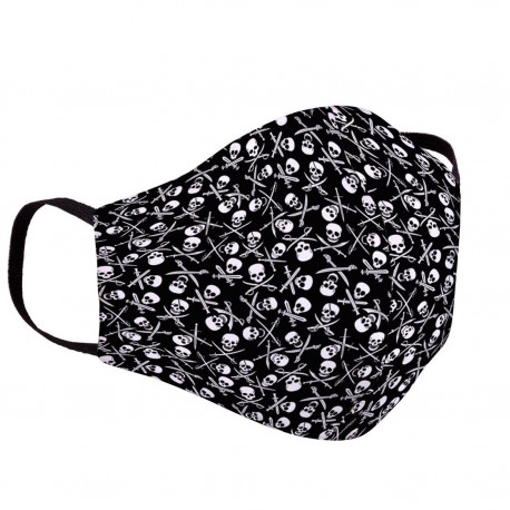 Mascarilla Protectora Reutilizable Black Pirate Skull Doodle