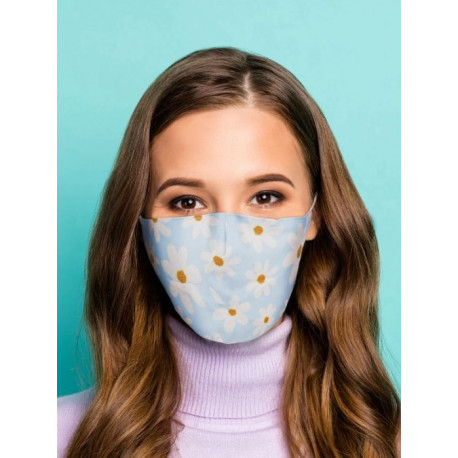 Mascarilla Protectora Reutilizable Margaritas  Adulto