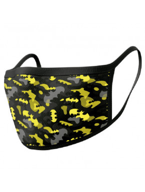 Pack de 2 mascarillas textiles premium Batman camuflaje amarillo