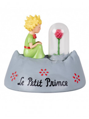 Figura O Pequeno Príncipe com planeta e rosa, 11 cm