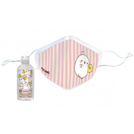 Kit Mascarilla Infantil  Rayas con gel hidroalcohólico 100 ml
