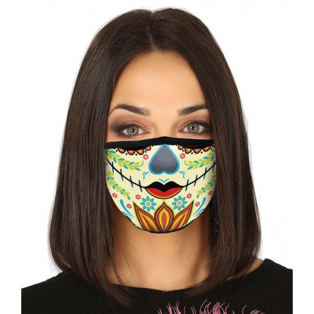 Mascarilla Halloween reutilizable 3 capas Catrina