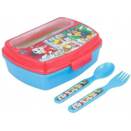 Sanwichera rectangular con cubiertos Patrulla canina