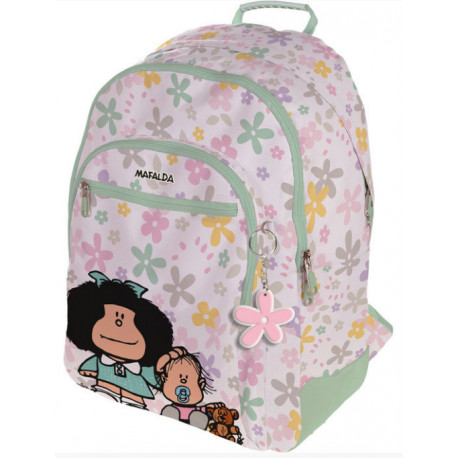 Mochila de Mafalda con diseño de flores