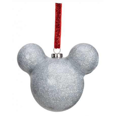 Adorno navideño Mickey Mouse purpurina plateada