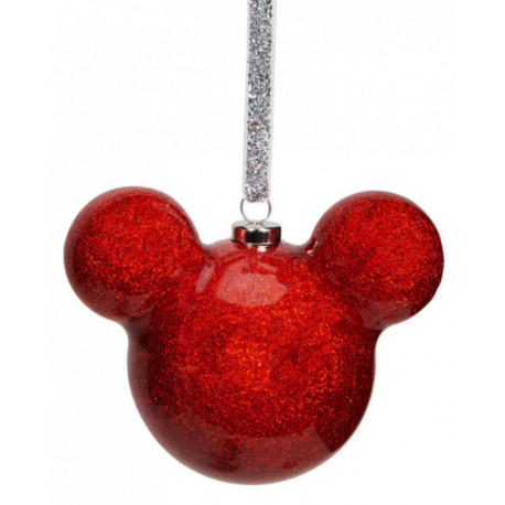 Adorno navideño Mickey Mouse purpurina roja
