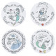 Conjunto de 4 pratos Princesas Disney