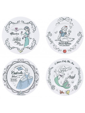 Set de 4 platos Princesas Disney