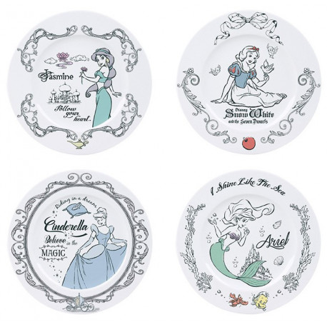 Conjunto de 4 pratos Princesas Disney