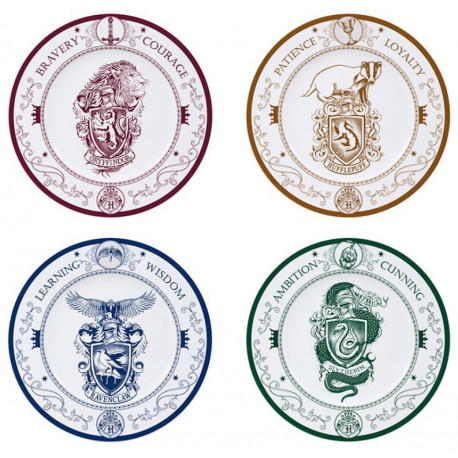 Set de 4 assiettes Harry Potter Maisons de Poudlard