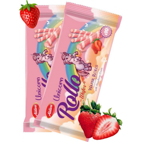 Rollo barquillo fresa unicornio