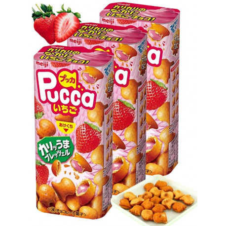 Pretzel de fresa Pucca Meiji 39gr
