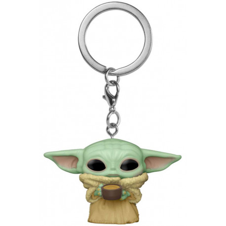 Mini Funko Pop! Llavero The Mandalorian Baby Yoda con taza