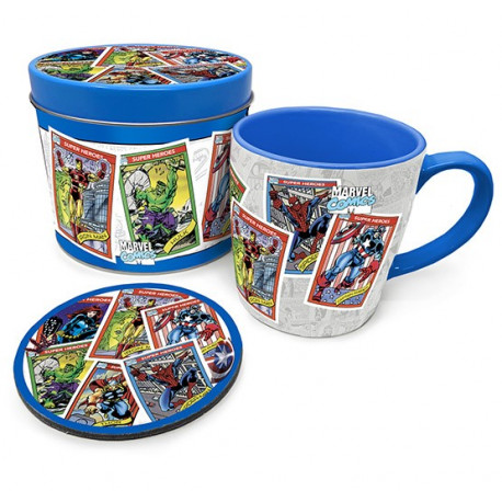 Lata regalo taza + posavasos Marvel Retro