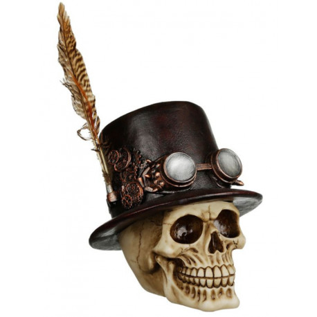 Figura Calavera Sombrero con Pluma