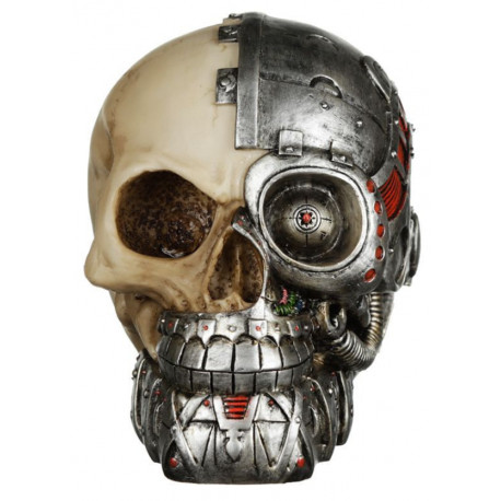 Figura de calavera ciborg estilo cyberpunk