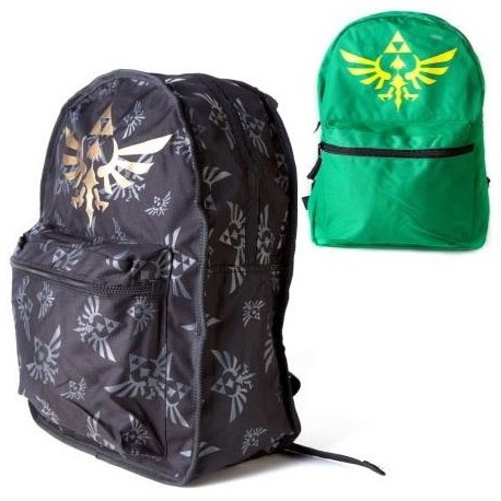 Mochila Reversible Zelda verde y negra