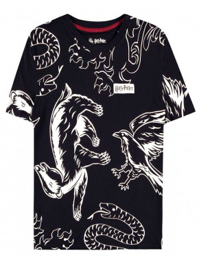 Camiseta chica Harry Potter con siluetas de las casas