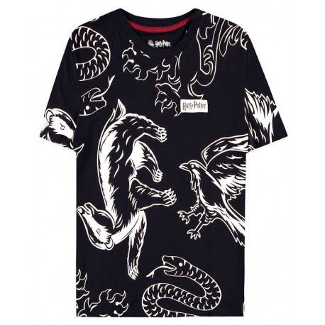 Camiseta chica Harry Potter con siluetas de las casas