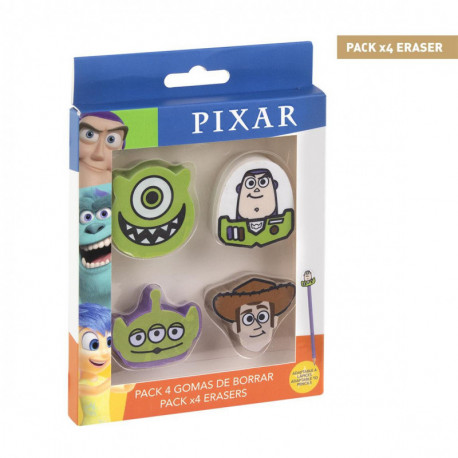 GOMA DE BORRAR PACK x4 PIXAR