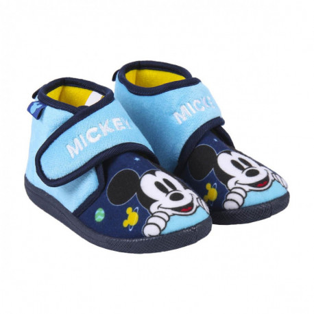 Zapatillas Disney Mickey Mouse Niños Pantuflas Media Bota Velcro Zapatillas Mickey Mouse de Estar por Casa 