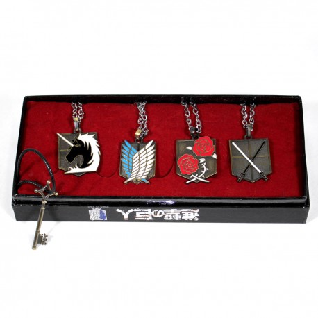 Attaque sur Titan ensemble des pendentifs en bronze guildes & key Eren