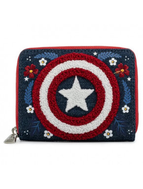 Marvel by Loungefly Monedero Captain America 80th Anniversary Floral Shield