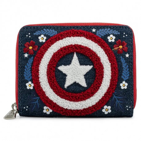 Marvel by Loungefly Monedero Captain America 80th Anniversary Floral Shield
