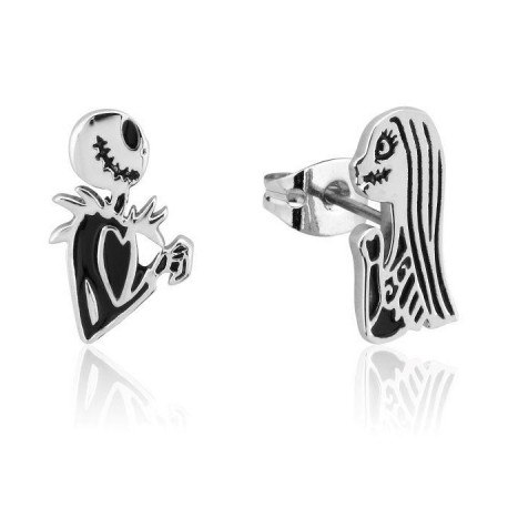 Pendientes de oro blanco Jack y Sally Pesadilla Antes de Navidad