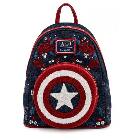 Mini Mochila Marvel Capitán América Escudo Floral