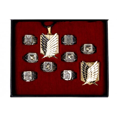 Attack on Titan rings, brooch and pendant bronze