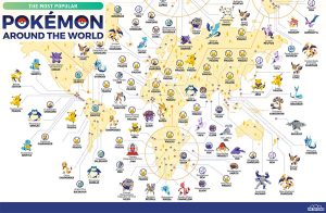 Mapa Pokémon más famosos en el mundo