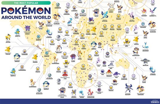 Descubre con este mapa el Pokémon más famoso en cada país del mundo