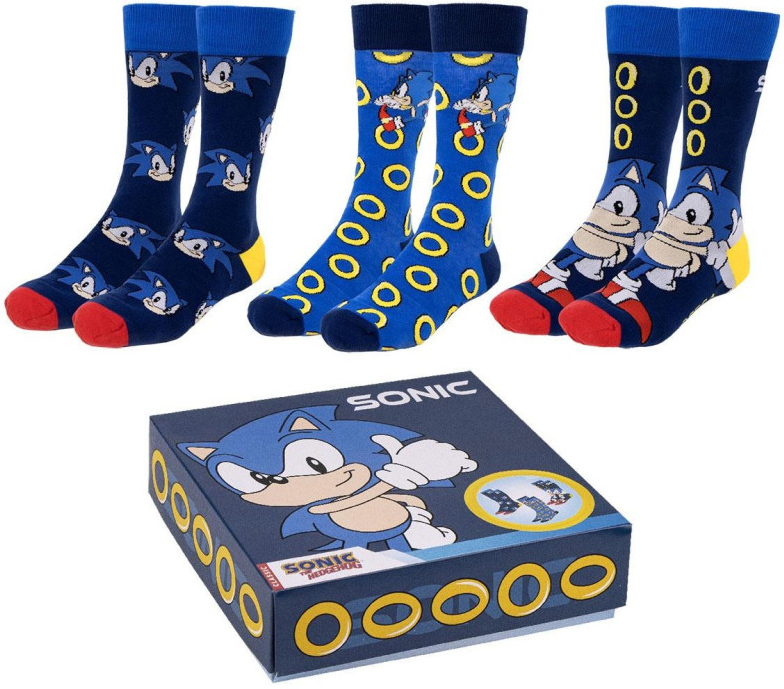 Pack 3 pares calcetines Sonic anillos