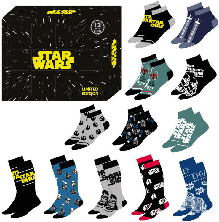 Caja regalo 12 pares de calcetines de Star Wars