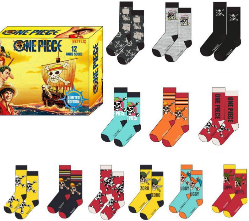 Caja regalo con 12 pares de calcetines de One Piece