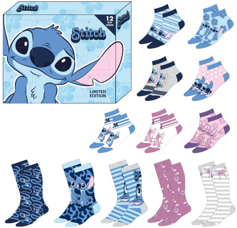 Caja regalo con 12 pares de calcetines de Stitch